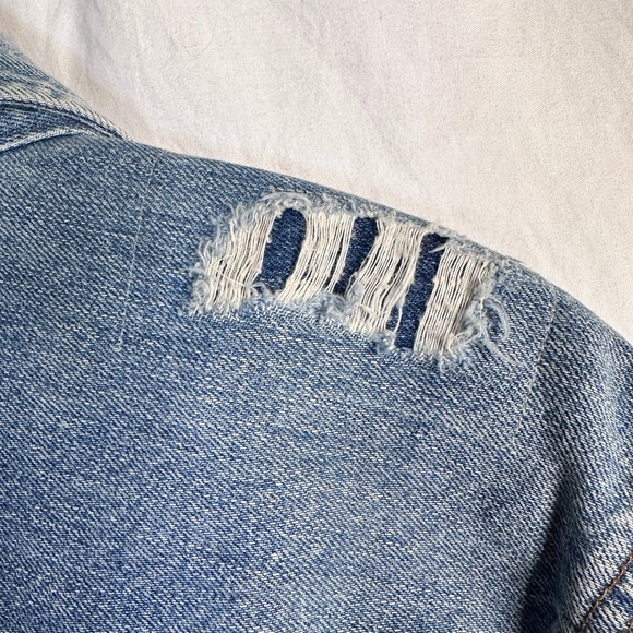 Madewell Distressed Jean Jacket XXS Medium Wash Denim C5791 Cotton Trucker - Picture 6 of 10